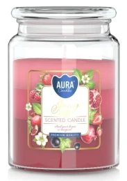 Bispol Duża świeca Soczyste Owoce w szkle z wieczkiem trójkolorowa