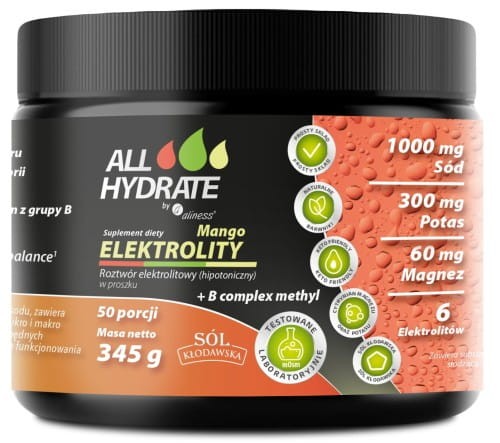Aliness ALLHydrate Elektrolity Mango + B complex 345g (50 porcji)