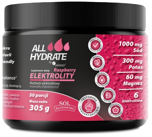 Aliness ALLHydrate Elektrolity Raspberry 305g (50 porcji)