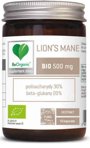 BeOrganic  Lion’s Mane BIO ekstrakt 30/20 500mg (50kaps.)