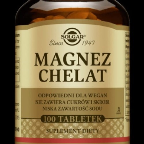 Solgar Magnez Chelat Aminokwasowy – 100 tabletek, magnez w formie dobrze przyswajalnej