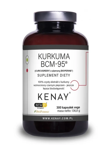 Kenay Kurkuma BCM-95® (CURCUGREEN®) z piperyną (BIOPERINE®) (300 kap)