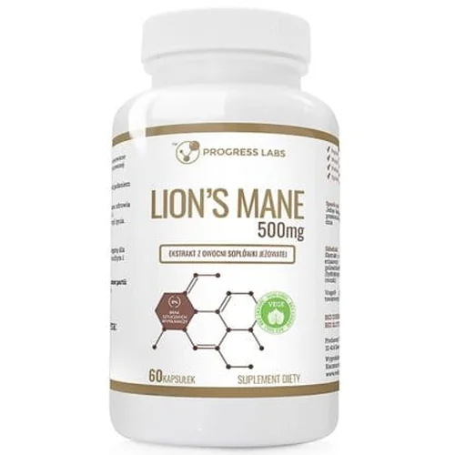 Progress Labs Lion’s Mane 500 mg – ekstrakt z soplówki jeżowatej, 60 kapsułek