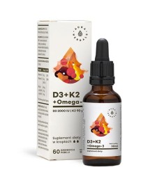 Aura Herbals Witamina D3 (2000IU) + K2mk7 + Omega-3 - krople (30ml)