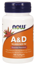NOW Foods Witamina A & D 10,000/400 IU  (100 kap)