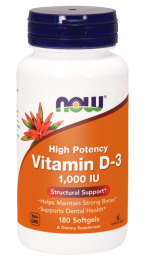 NOW Foods Witamina D3 1000 (180 kap)