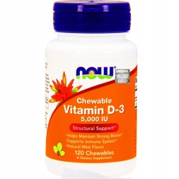 NOW Foods Witamina D3 5000 do ssania(120 kap)