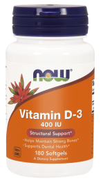 Now Foods Witamina D3 400 IU (180 kap)