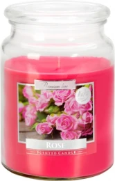 Bispol Duża świeca Róża w szkle z wieczkiem 