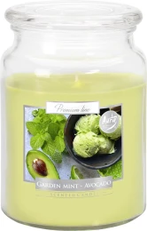Bispol Duża świeca Mięta Ogrodowa - Awokado w szkle z wieczkiem