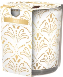 Bispol Świeca zapachowa Luxe w prostym szkle z wzorem 