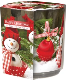 Bispol Świeca zapachowa Wesołe Święta w prostym szkle z wzorem 