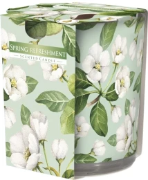 Bispol Świeca zapachowa Wiosenne Orzeźwienie w prostym szkle z wzorem 