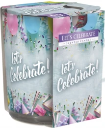 Bispol Świeca zapachowa Let`s Celebrate w prostym szkle z wzorem 