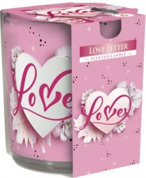 Bispol Świeca zapachowa List Miłosny w prostym szkle z wzorem 