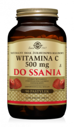 Solgar Witamina C 500 mg do ssania (90 pastylek) żurawinowo malinowa