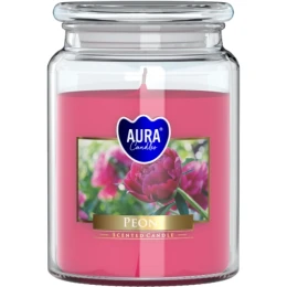 Bispol Duża świeca Piwonia w szkle z wieczkiem 