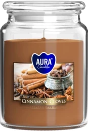 Duża świeca Cynamon - Goździki w szkle z wieczkiem