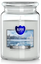 Duża świeca Zimowe Powietrze w szkle z wieczkiem 