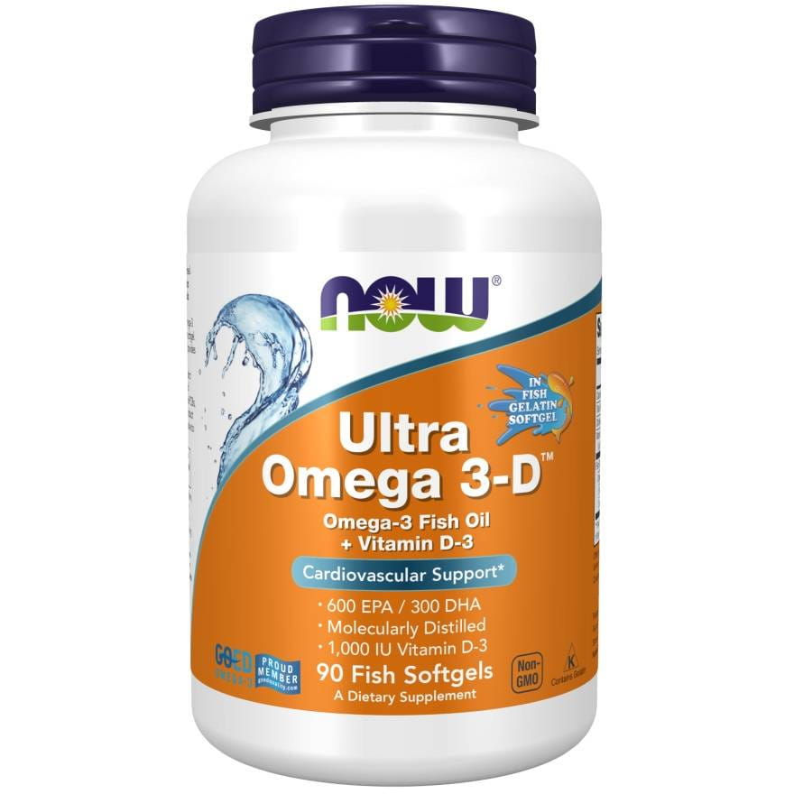 Омега-3 NOW Ultra Omega 3-D, с витамином D3, EPA 600 мг и DHA 300 мг, мягкие капсулы