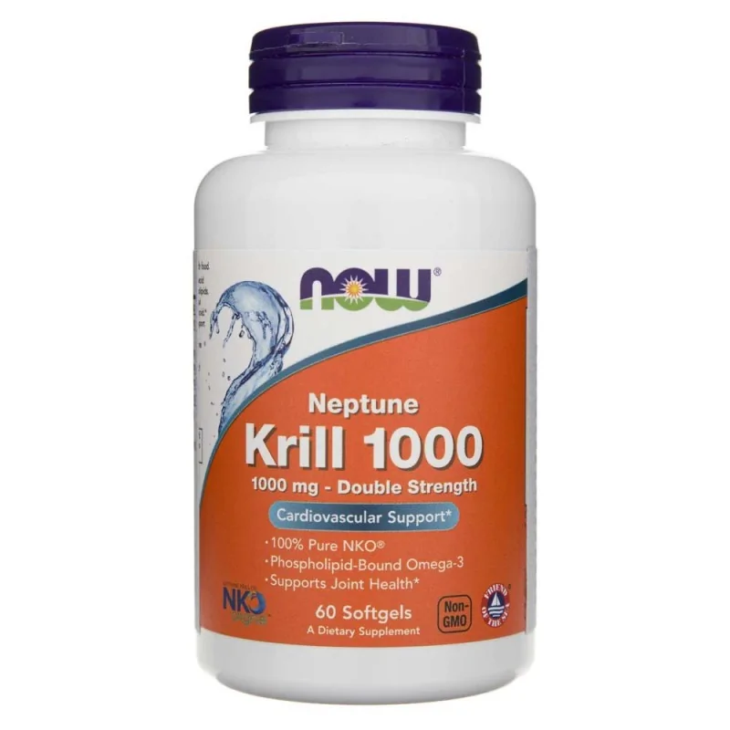 Масло криля NOW Foods Neptune Krill Double Strength 1000 мг, омега-3, 60 капсул