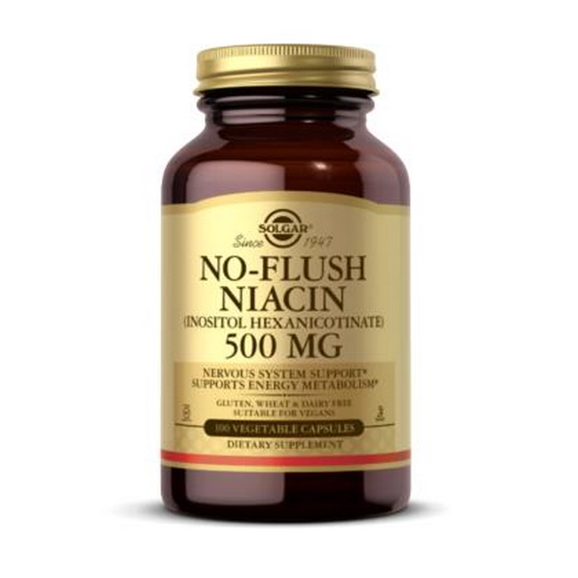 Витамин B3 Solgar No-Flush Niacin 400 мг, без покраснения, 100 капсул