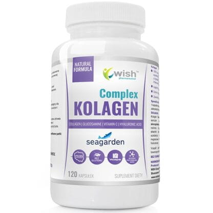 Коллаген Wish Kolagen Seagarden, пептиды коллагена дикой трески, с гиалуроновой кислотой, 120 капсул