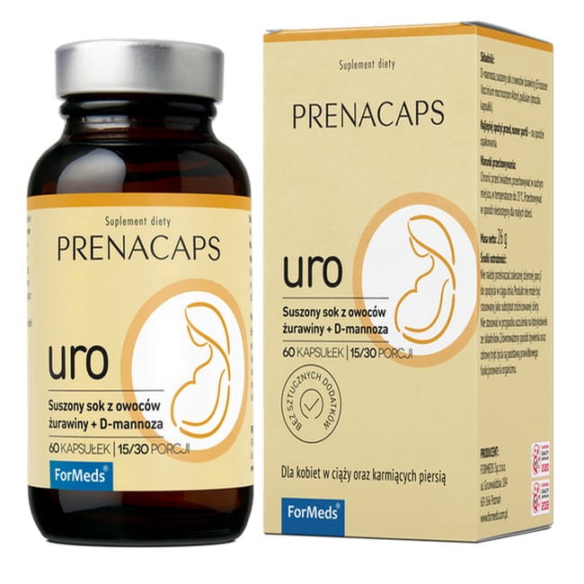 Клюква и D-манноза ForMeds Prenacaps URO, для мочевыводящих путей, 60 капсул