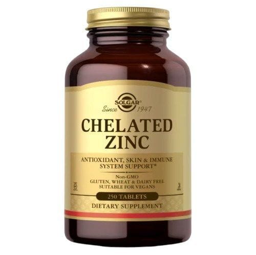 Цинк Solgar Chelated Zinc, диглицинат цинка, 250 таблеток