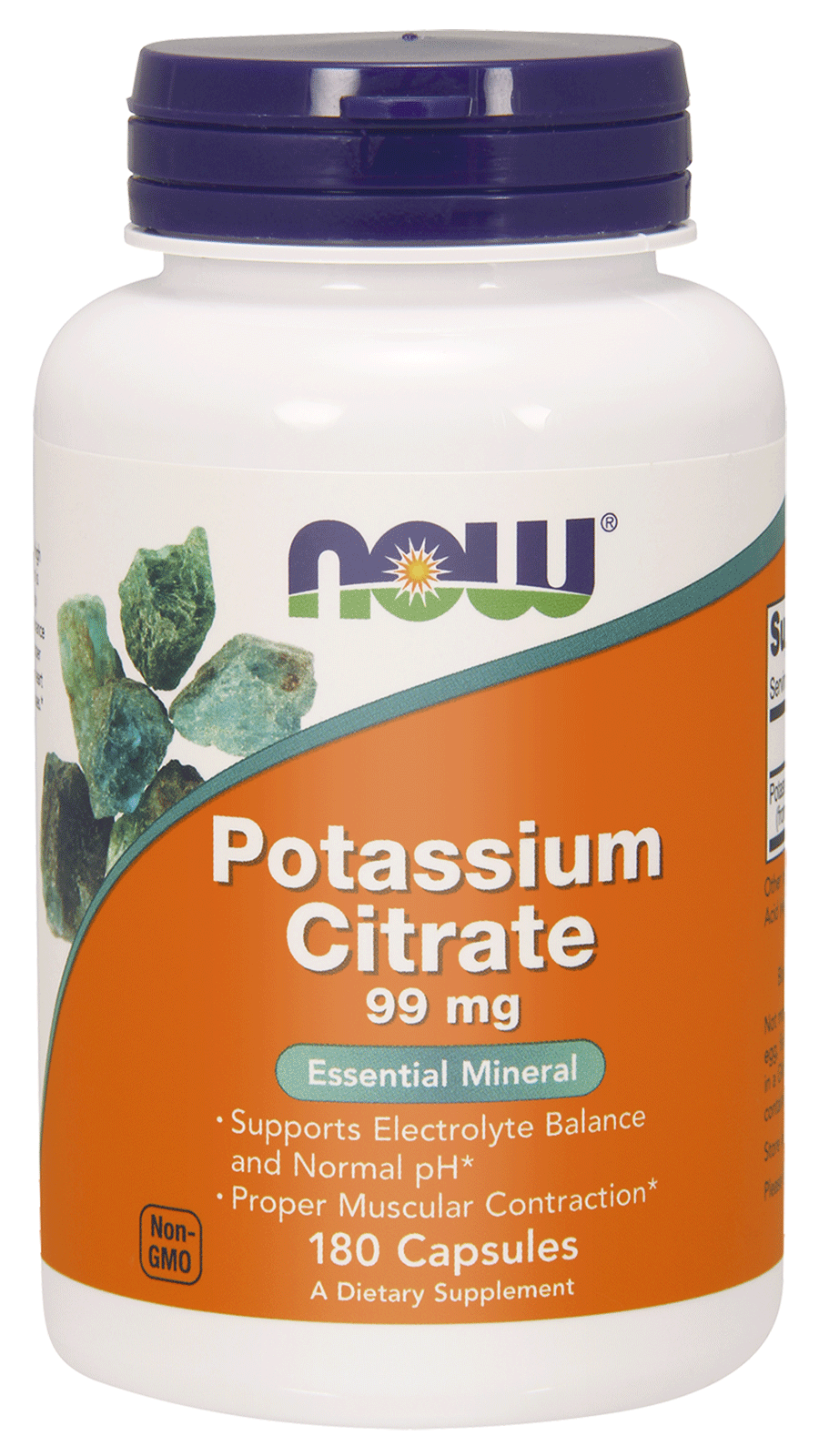 Калий NOW Foods Potassium Citrate 99 мг, мышцы и сердце, 180 капсул