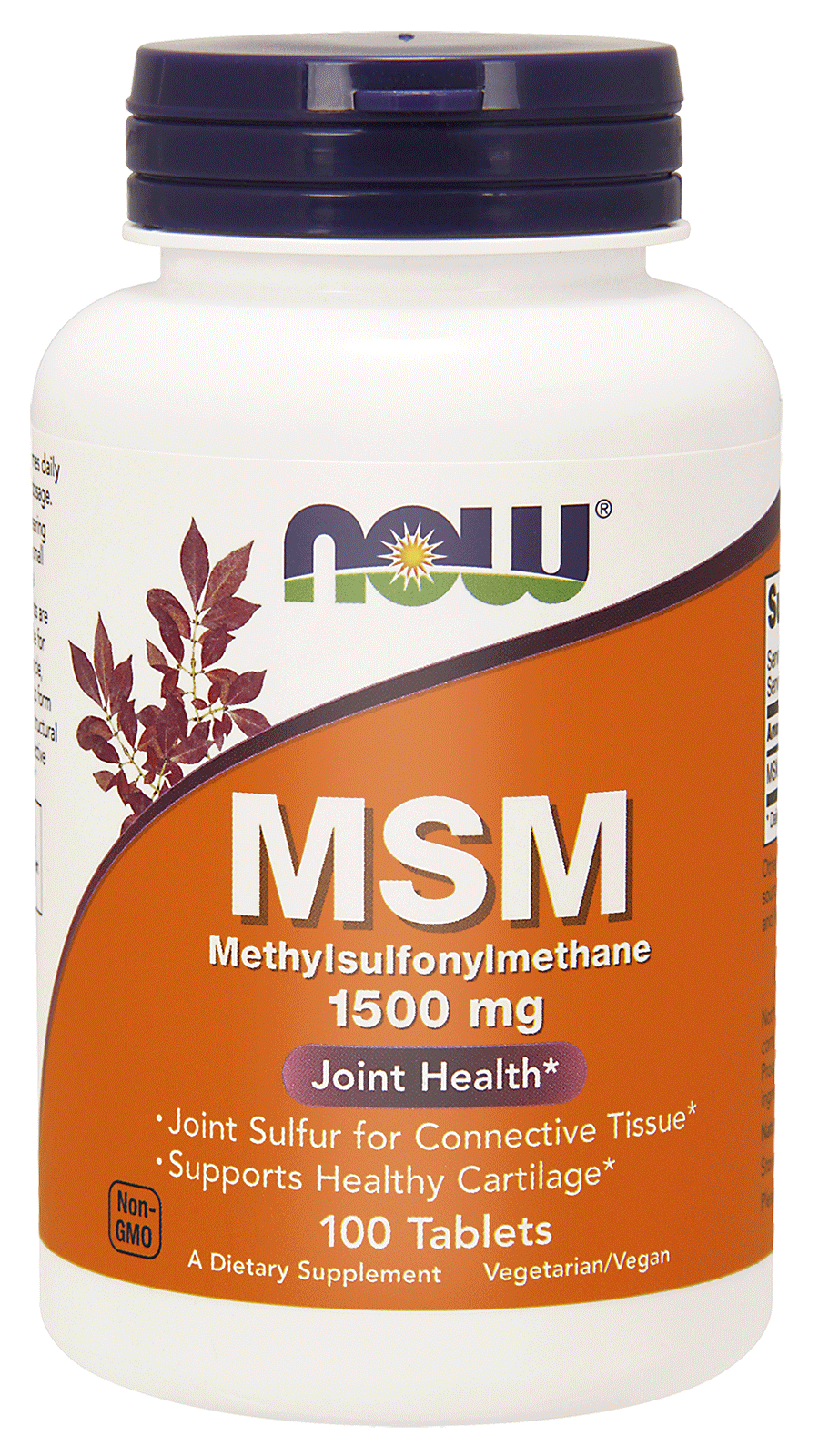 MSM NOW Foods 1500 мг, метилсульфонилметан, для суставов и кожи, 200 таблеток