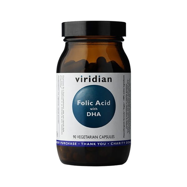 Фолиевая кислота Viridian 400 мкг с DHA, для беременных, 90 капсул