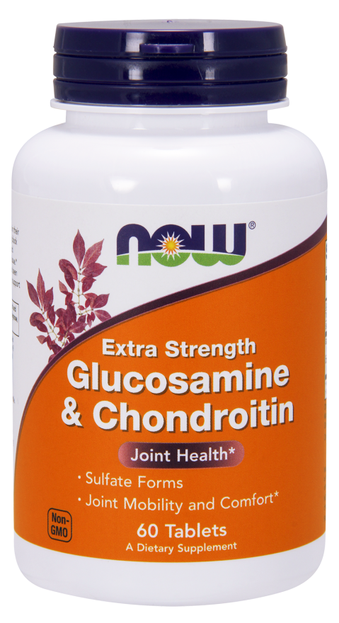 Глюкозамин и хондроитин NOW Foods Extra Strength, 1,5 г и 1,2 г, для суставов, таблетки