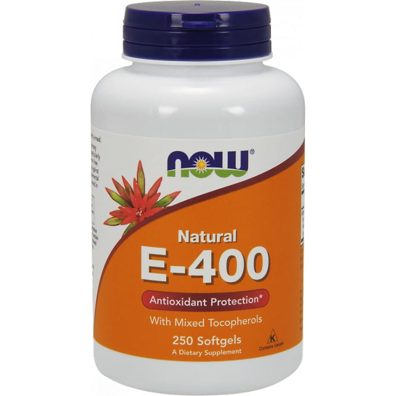 Витамин E NOW Vitamin E-400, смесь токоферолов, мягкие капсулы