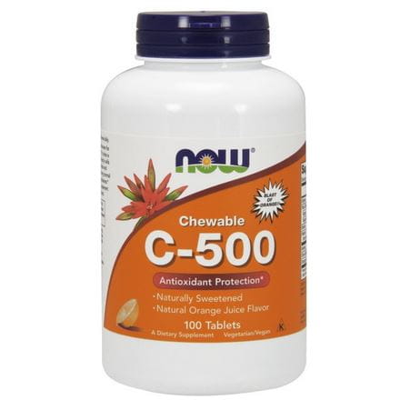 Витамин C NOW Foods C-500 Chewable, с биофлавоноидами, апельсин, 100 жевательных таблеток