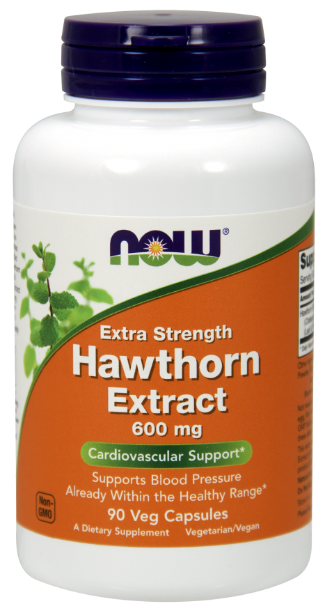 Экстракт боярышника NOW Foods Hawthorn Extra Strength 600 мг, для сердца и сосудов, 90 капсул