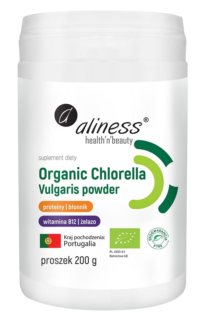 Хлорелла Aliness Organic Chlorella Vulgaris, органическая, порошок, 200 г