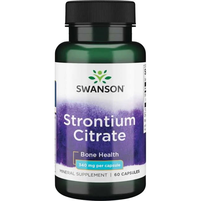 Стронций Swanson Strontium Citrate 340 мг, для костей и зубов, 60 капсул