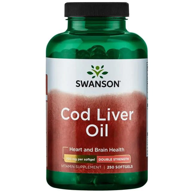 Рыбий жир Swanson Cod Liver Oil 700 мг, жир печени трески, омега-3, 250 капсул