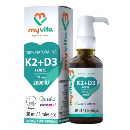Витамин D3 MyVita K2 + D3 Forte 2000 МЕ с K2 100 мкг, кости, капли, 30 мл