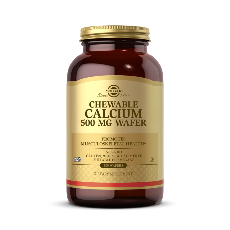 Кальций Solgar Chewable Calcium 500 мг, вкус ваниль и кокос, жевательные вафли, 120 вафель