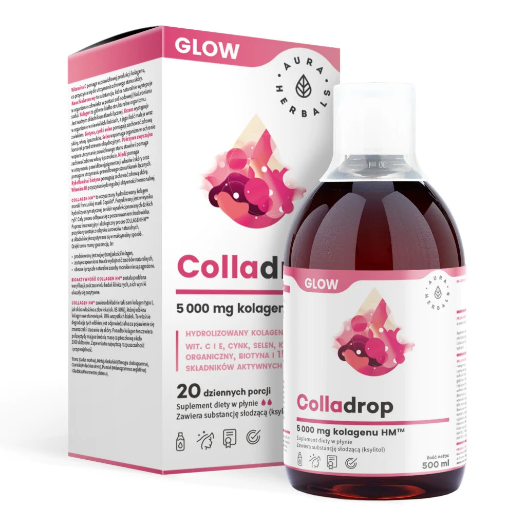 Коллаген морской Aura Herbals Colladrop Glow 5000 мг, тип I и III, жидкий, 500 мл