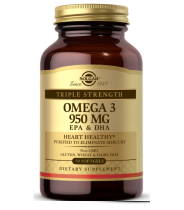 Омега-3 Solgar Triple Strength 950 мг, EPA и DHA, 50 капсул
