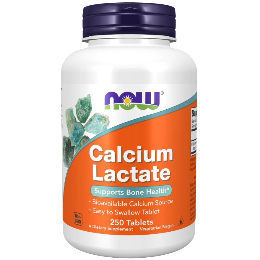 Кальций NOW Calcium Lactate, лактат кальция, 250 таблеток