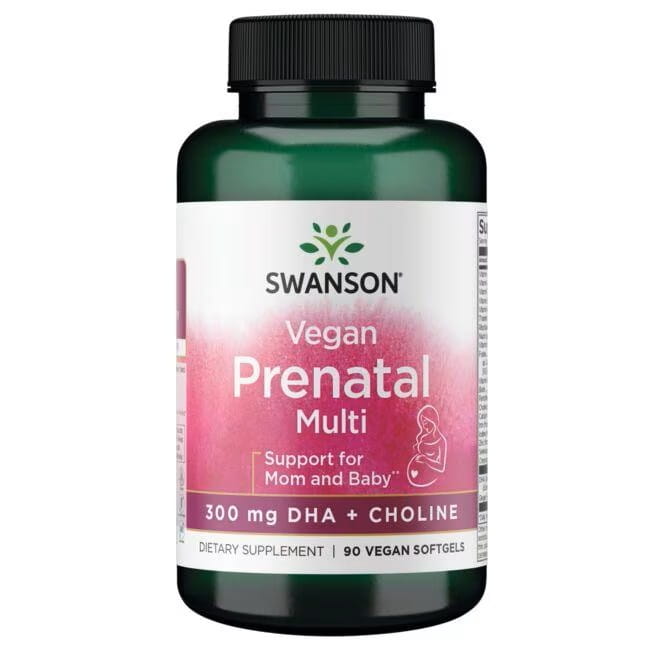 Витамины для беременных Swanson Vegan Prenatal Multi, с DHA и холином, капсулы